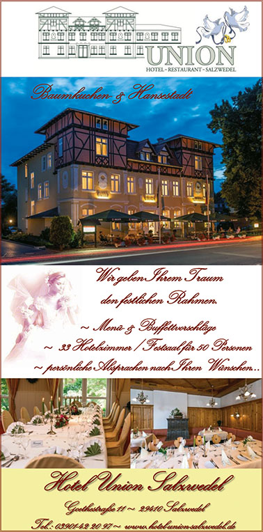 Hotel Union Hochzeitsmesse Salzwedel 22. Januar 2017 Kulturhaus 